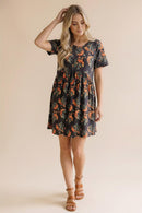 Plus Floral Babydoll Knit Dress with Pockets