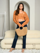 WOMEN'S CROP CABLE KNIT CARDIGAN AND BANDEAU SET