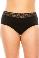 33008 12 Piece Plus Size High Waist Soft Panty with Lace Band C03