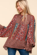 BABYDOLL OVERSIZED BOHO VINTAGE PRINT TOP