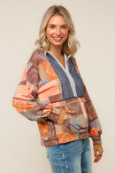 Boho Patchwork Top W/Hoodie