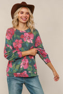 HUNTER GREEN  LOOSE FIT BRUSHED HACCI SOFT SWEATER TOP