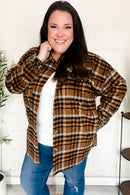Put Together Rust Plaid & Animal Print Button Down Jacket (Open Pack)