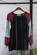 Black Plaid Design Top