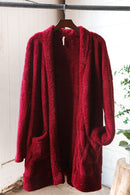 Plus Burgundy Sherpa Cardigan