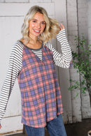 Plaid Stripe Raglan Top