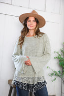 For the Love of Lace Leopard Trim Sweater (Open Pack)