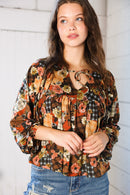 Apple Cider Patchwork Print Blouse (Open Pack)