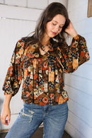 Apple Cider Patchwork Print Blouse (Open Pack)