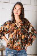 Apple Cider Patchwork Print Blouse (Open Pack)