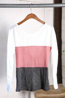 Color Block Waffle Deep Cut Back Top