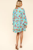 PLUS FRONT RIBBON BOW TIE MINI DRESS W/ POCKETS