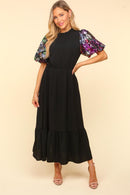 MULTI COLOR FLORAL SEQUINS MAXI DRESS