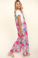 PLUS SWIDE LEG OVERALLS WITH SIDE POCKETS JUMPSUIT