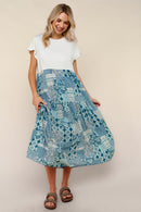 Plus Blue Bohemian Patchwork Print Twofer Dress