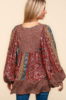 BABYDOLL OVERSIZED BOHO VINTAGE PRINT TOP