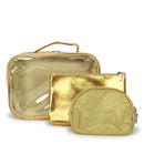 Gold Metallic Cosmetic Bag 3PC Set (1 unit)