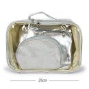 Silver Metallic Cosmetic Bag  3PC Set (1 unit)