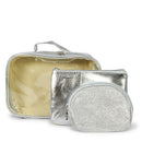 Silver Metallic Cosmetic Bag  3PC Set (1 unit)