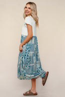 Plus Blue Bohemian Patchwork Print Twofer Dress