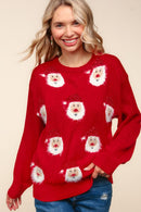 SANTA CLAUS SPARKLE BRUSHED SWEATER KNIT TOP