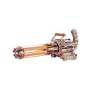 Mechanical 3D Wooden Puzzle | Rotating-Barrel Machine Gun w/ LED Lights