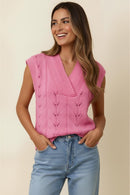 DOLMAN SHORT SLEEVE CABLE SWEATER TOP