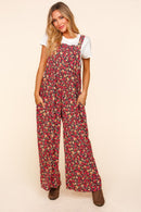 Bib Overalls Button Floral Jumpsuit