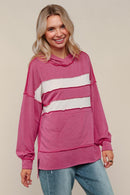 Plus Berry Hoodie Pullover Top W/Kangaroo Pocket