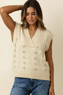 DOLMAN SHORT SLEEVE CABLE SWEATER TOP