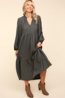 PLUS ASH BABYDOLL WOVEN MAXI DRESS WITH SIDE POCKETS