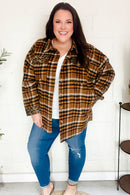 Put Together Rust Plaid & Animal Print Button Down Jacket (Open Pack)