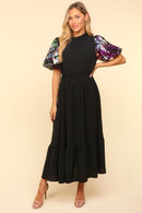 MULTI COLOR FLORAL SEQUINS MAXI DRESS