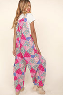 PLUS SWIDE LEG OVERALLS WITH SIDE POCKETS JUMPSUIT