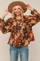 Apple Cider Patchwork Print Blouse (Open Pack)