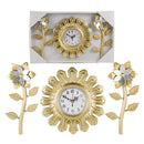FLOWER WALL CLOCK SET - 10 INCHES 3 PIECES IN GOLD