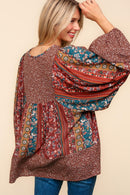 BABYDOLL OVERSIZED BOHO VINTAGE PRINT TOP