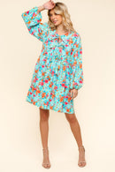 PLUS FRONT RIBBON BOW TIE MINI DRESS W/ POCKETS