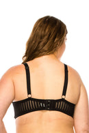 78313 12 Piece Comfortable Underwire, Adjustable Straps Stripe Lace Bra D-DD Cup
