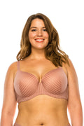 78313 12 Piece Comfortable Underwire, Adjustable Straps Stripe Lace Bra D-DD Cup
