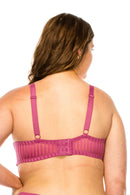 78313 12 Piece Comfortable Underwire, Adjustable Straps Stripe Lace Bra D-DD Cup