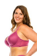 78313 12 Piece Comfortable Underwire, Adjustable Straps Stripe Lace Bra D-DD Cup