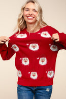 SANTA CLAUS SPARKLE BRUSHED SWEATER KNIT TOP