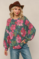 HUNTER GREEN  LOOSE FIT BRUSHED HACCI SOFT SWEATER TOP