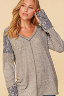 CAMO BANDED TWO TONE HACCI COLOR BLOCK TOP