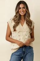 DOLMAN SHORT SLEEVE CABLE SWEATER TOP