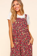 Bib Overalls Button Floral Jumpsuit