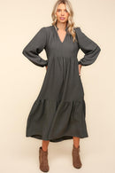 PLUS ASH BABYDOLL WOVEN MAXI DRESS WITH SIDE POCKETS