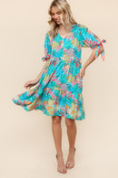 PLUS TROPICAL PRINT WOVEN DRESS W/ SIDE POCKETS