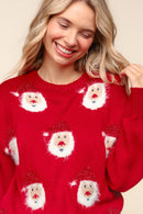 SANTA CLAUS SPARKLE BRUSHED SWEATER KNIT TOP